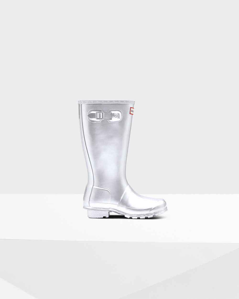 Kids Hunter Original Big Metallic Rain Boots Silver | MJNXTZ-730